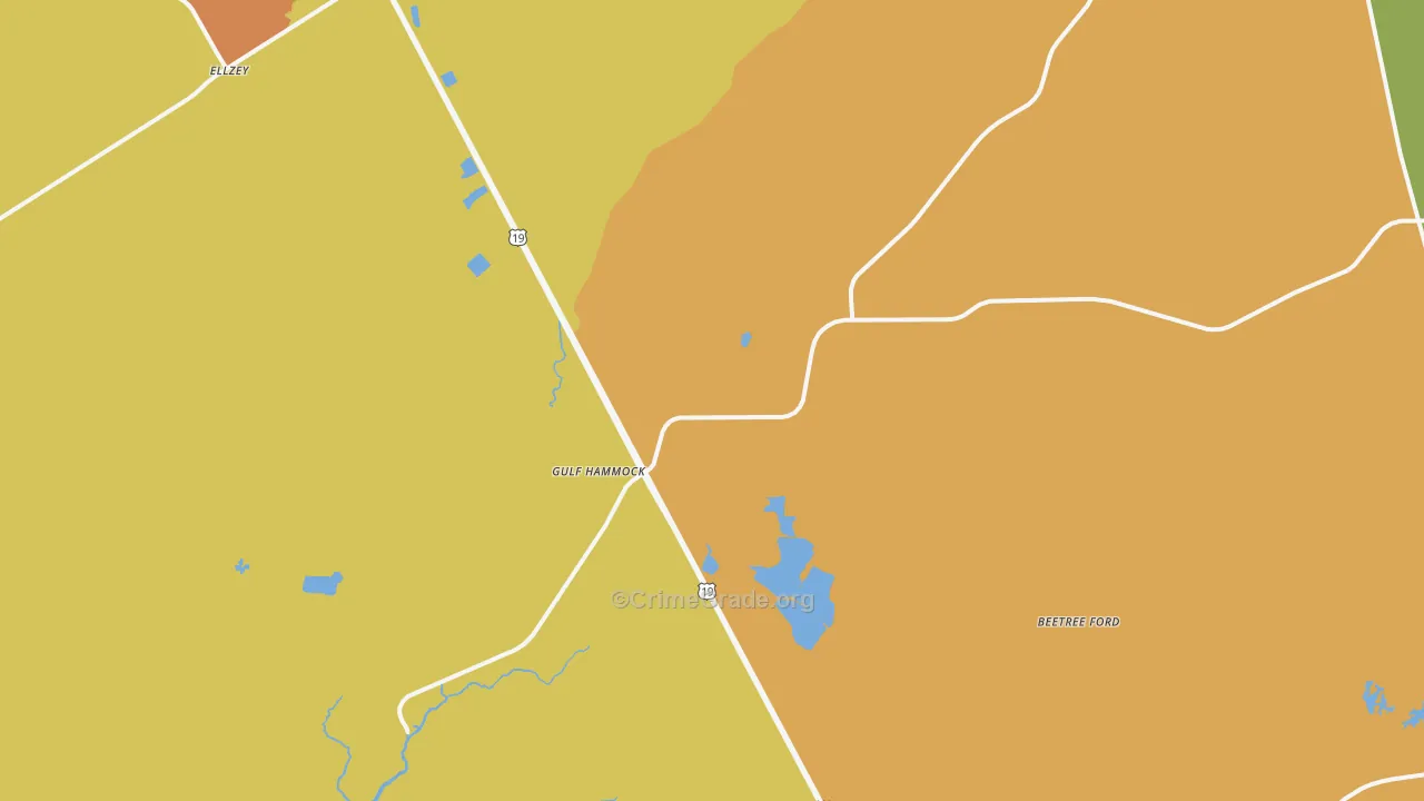 Gulf Hammock, FL Map of Murder Rates