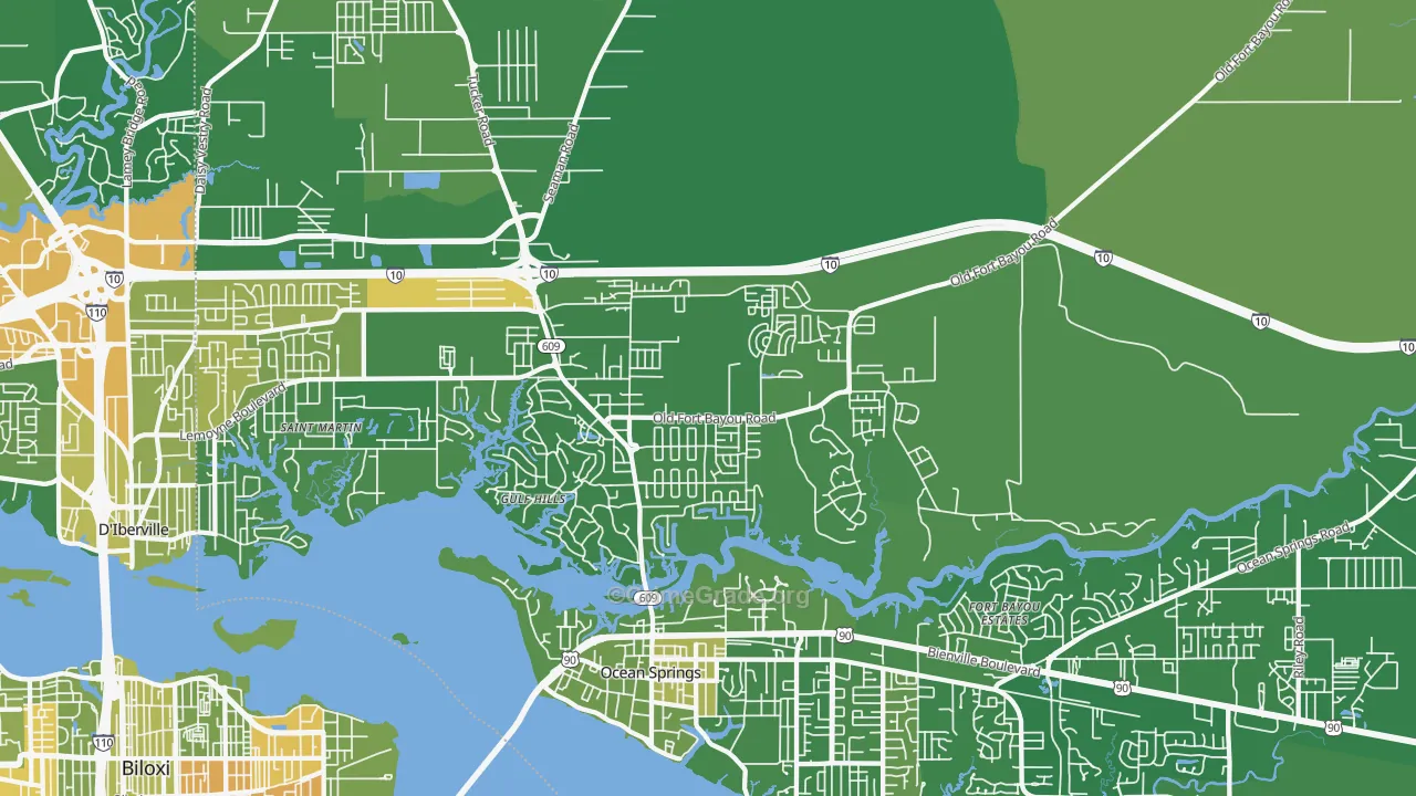 Gulf Hills, MS Map of Murder Rates