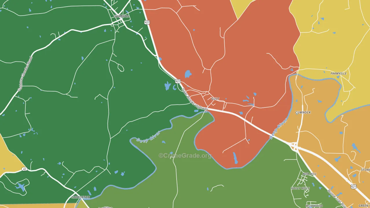 Gulf, NC Map of Murder Rates