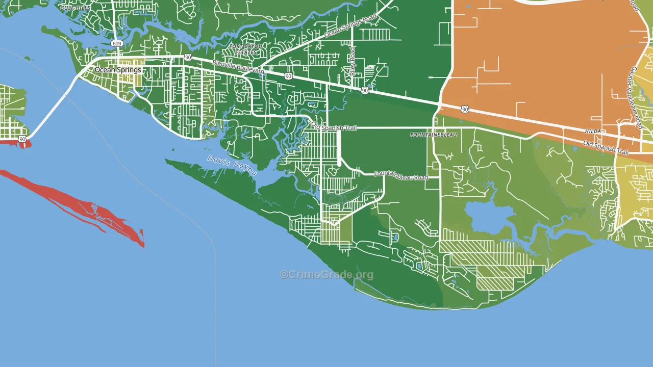 Gulf Park Estates, MS Map of Murder Rates