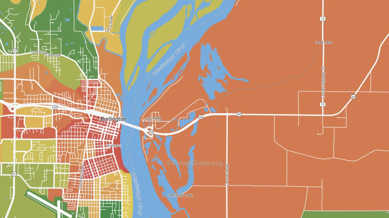 Gulf Port, IL Map of Murder Rates