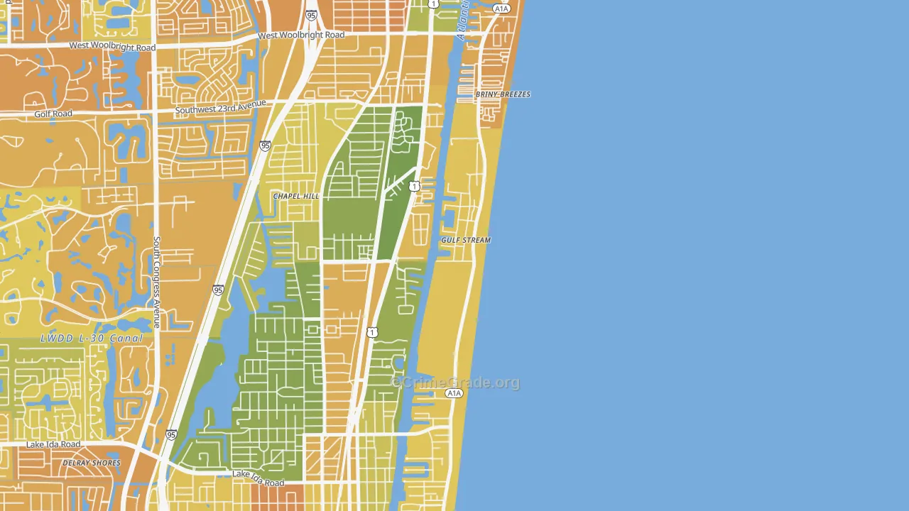 Gulf Stream, FL Map of Murder Rates
