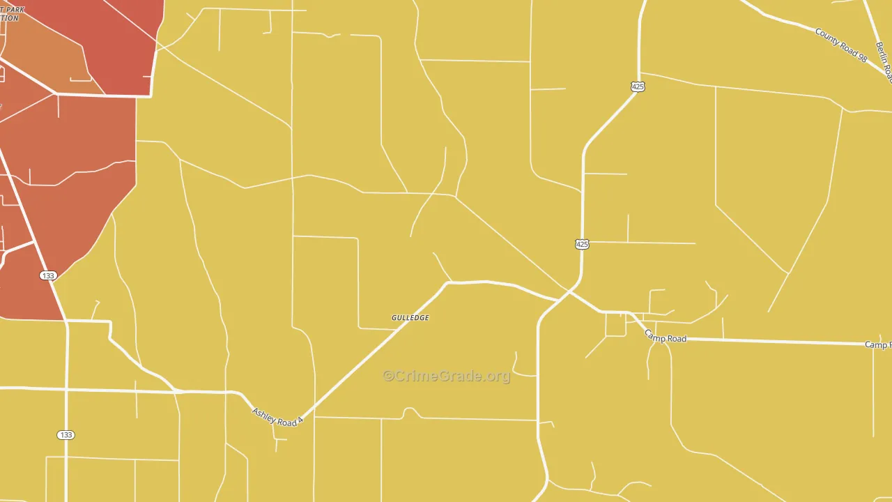 Gulledge, AR Map of Murder Rates