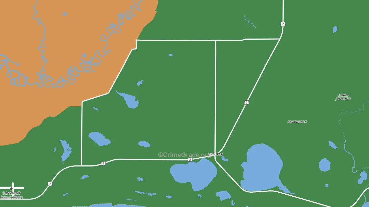 Gulliver, MI Map of Murder Rates