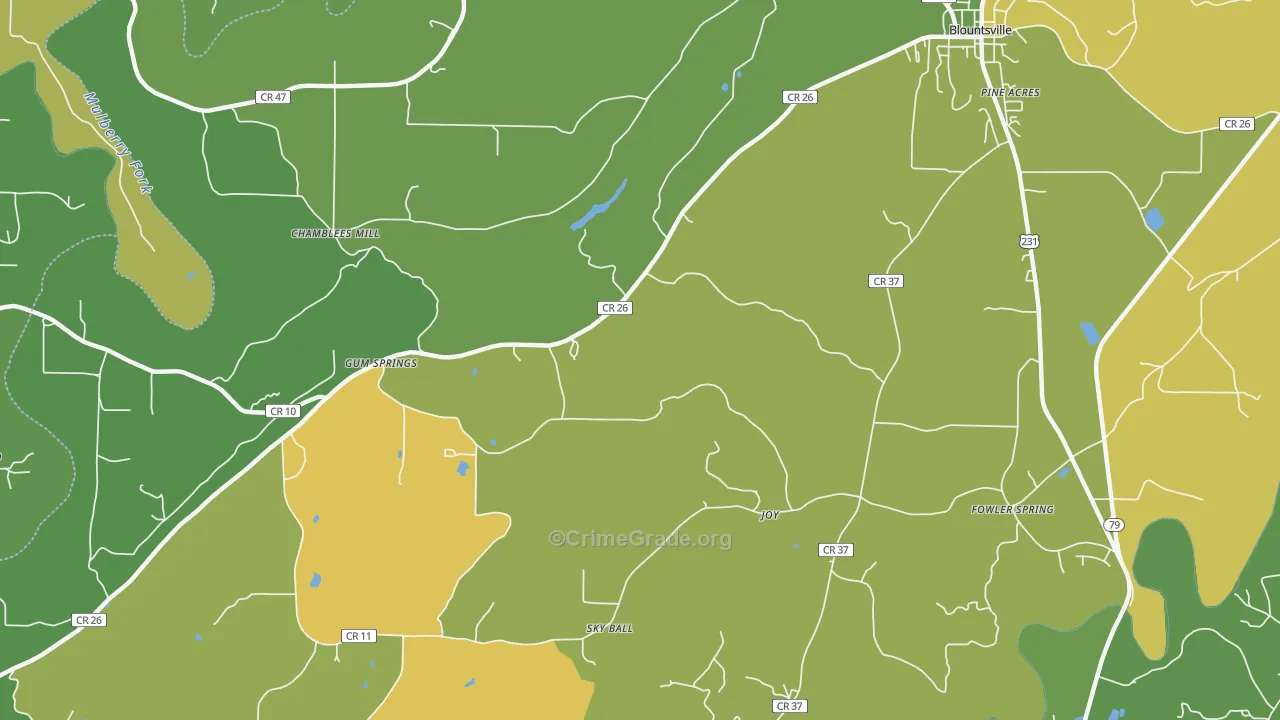 Gum Springs, AL Map of Murder Rates