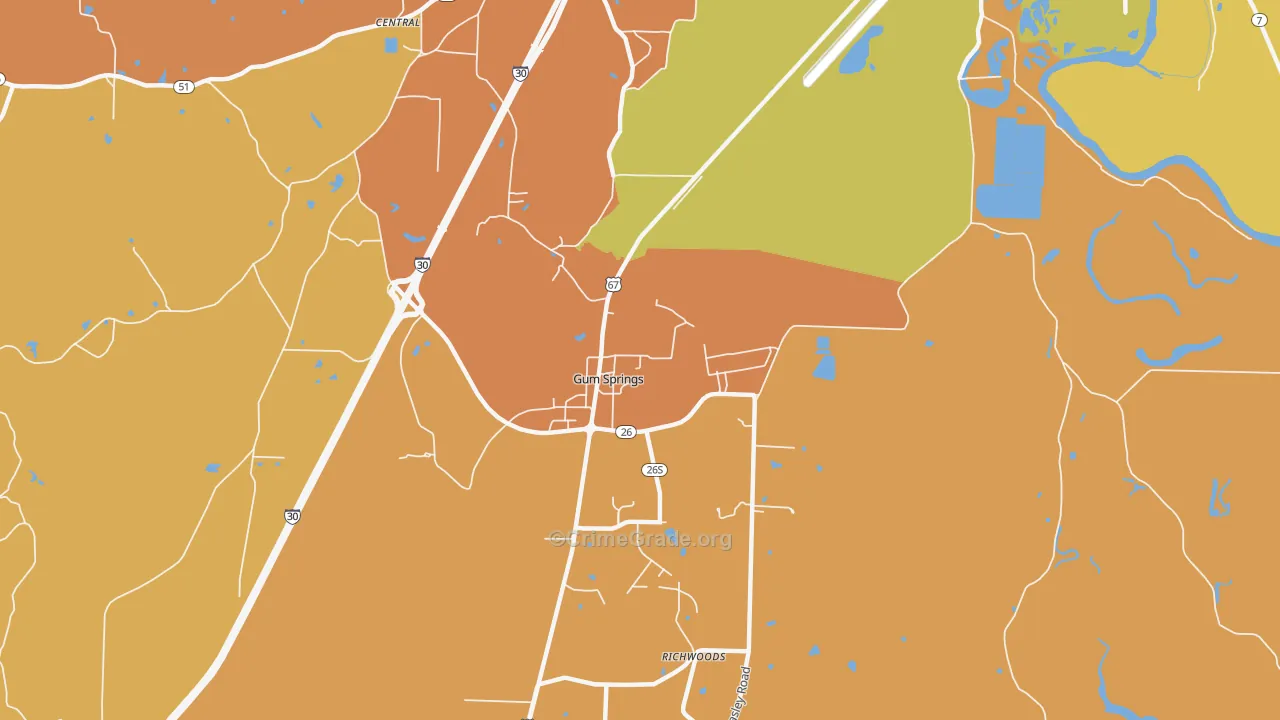 Gum Springs, AR Map of Murder Rates