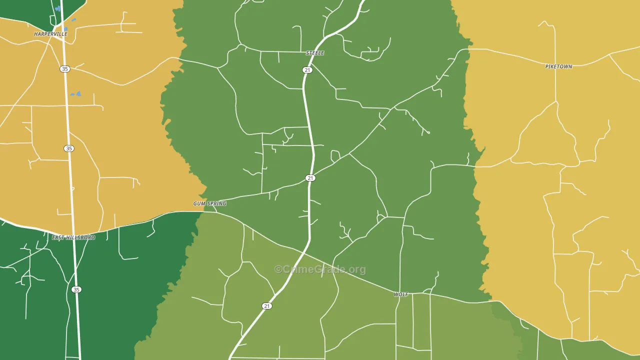 Gum Springs, MS Map of Murder Rates