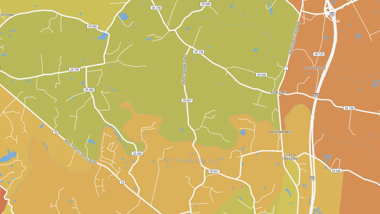Gum Tree, VA Map of Murder Rates