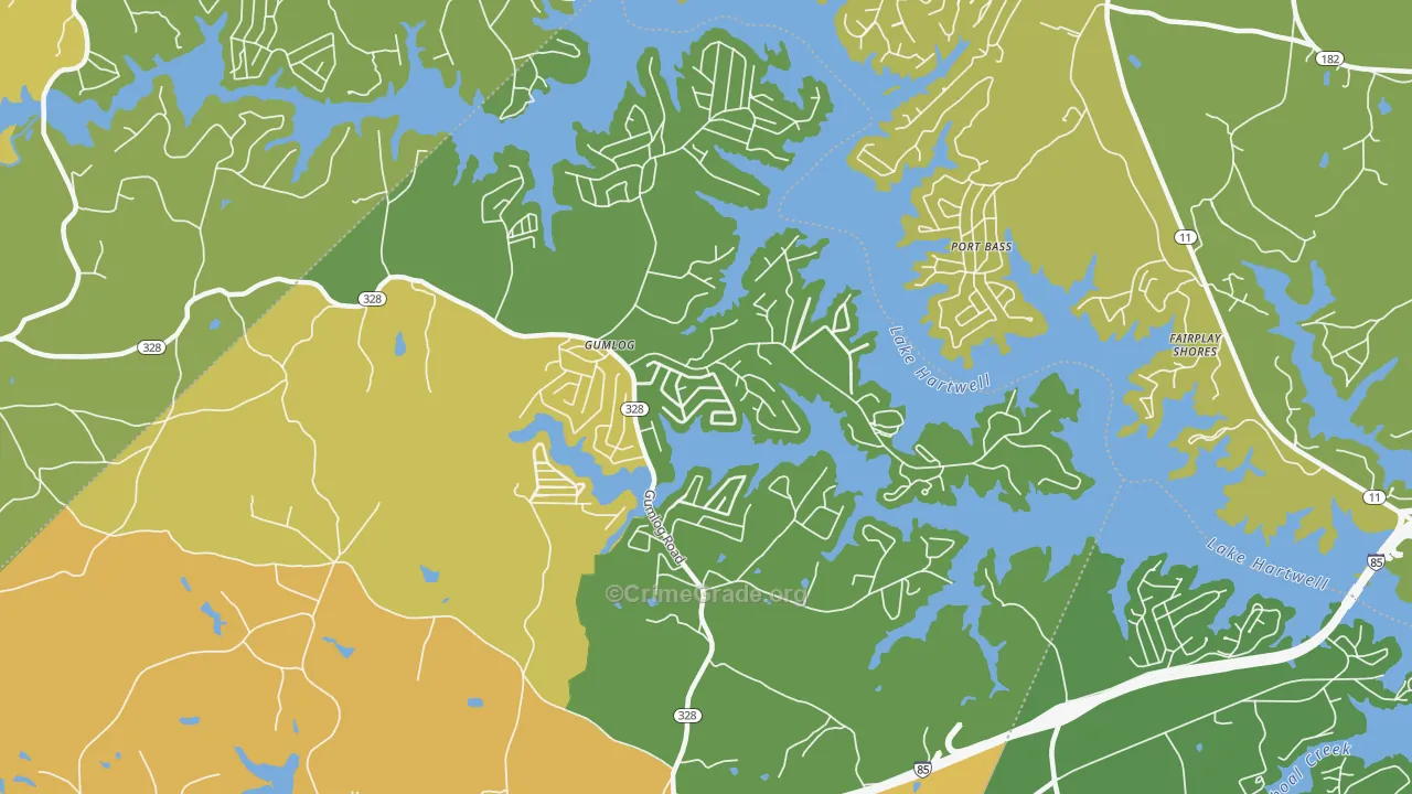 Gumlog, GA Map of Murder Rates