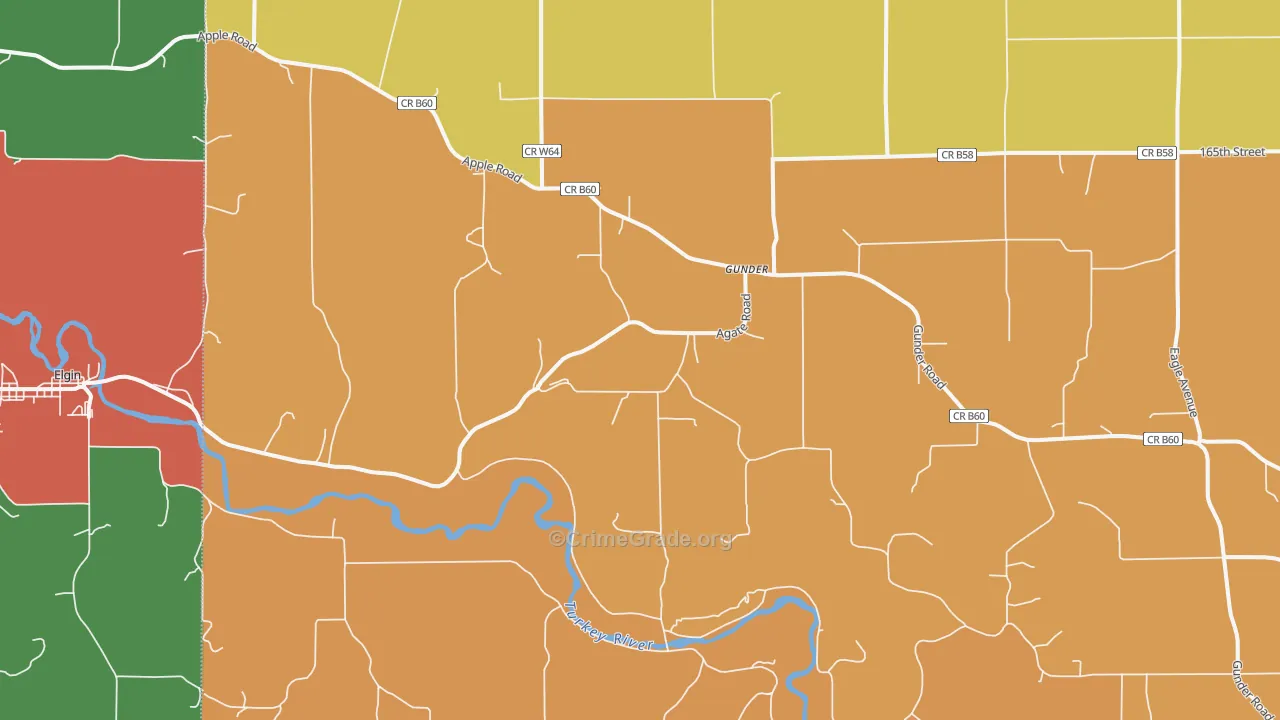 Gunder, IA Map of Murder Rates