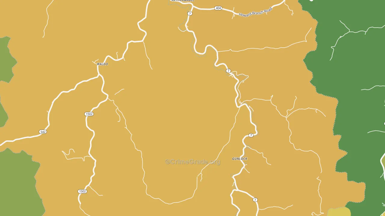 Gunlock, KY Map of Murder Rates