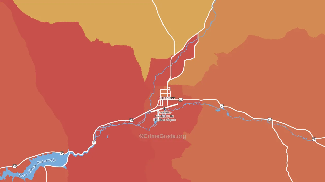 Gunnison, CO Map of Murder Rates