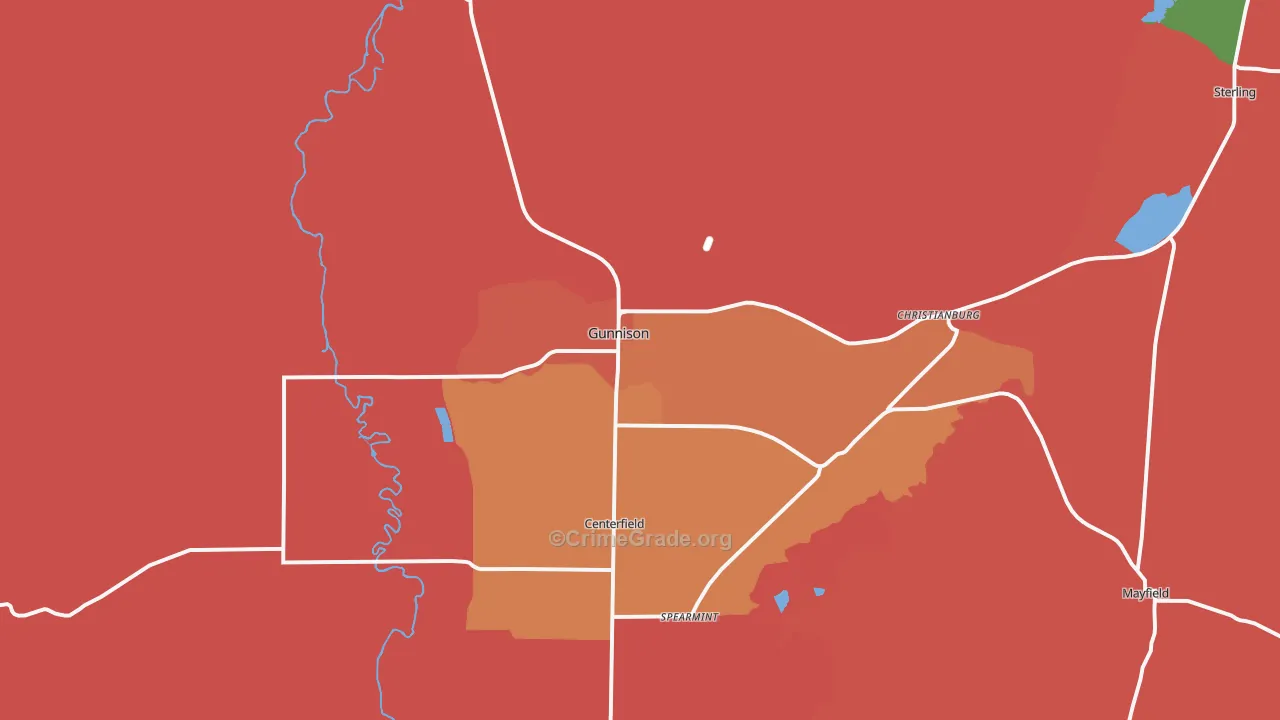 Gunnison, UT Map of Murder Rates