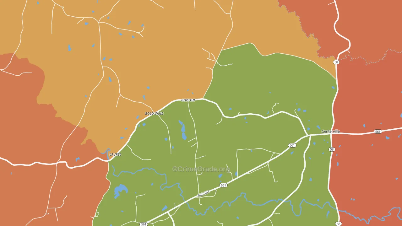 Gupton, NC Map of Murder Rates