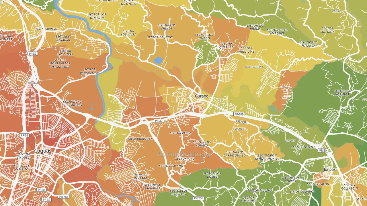 Gurabo Municipio, PR Map of Murder Rates