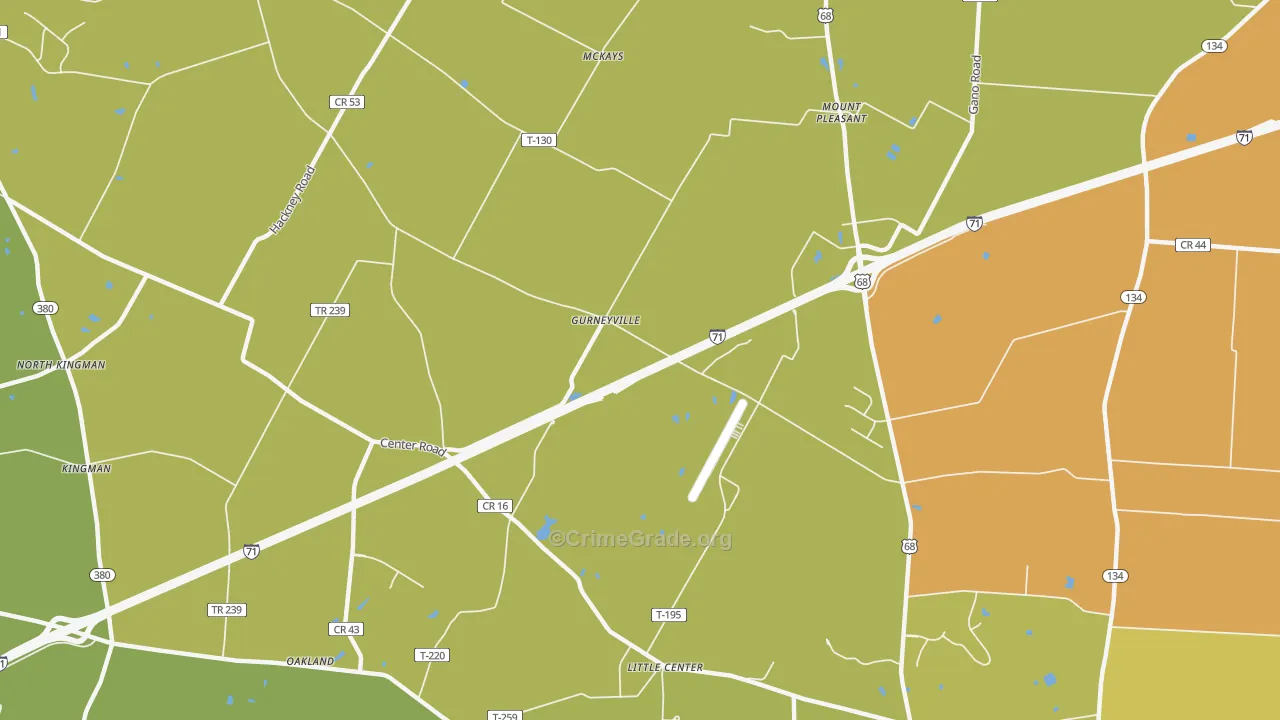 Gurneyville, OH Map of Murder Rates