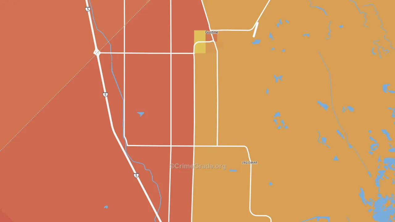 Gustine, CA Map of Murder Rates