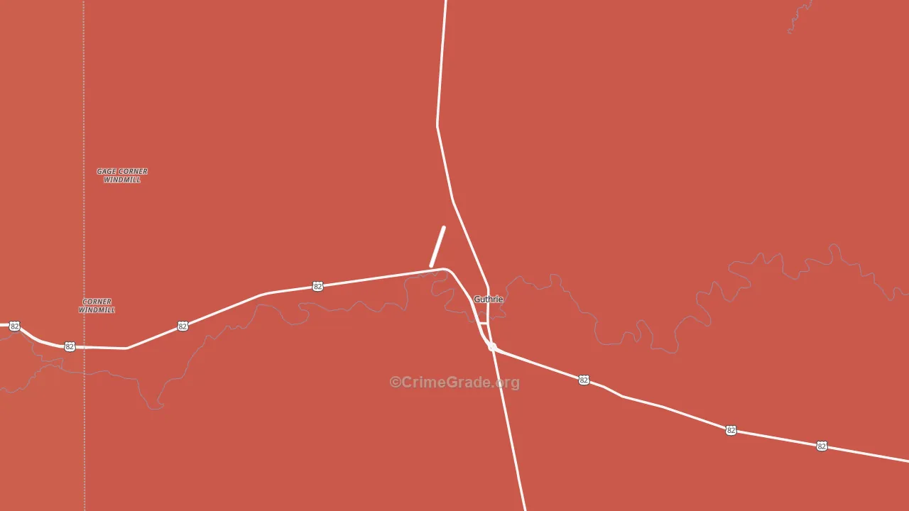 Guthrie, TX Map of Murder Rates