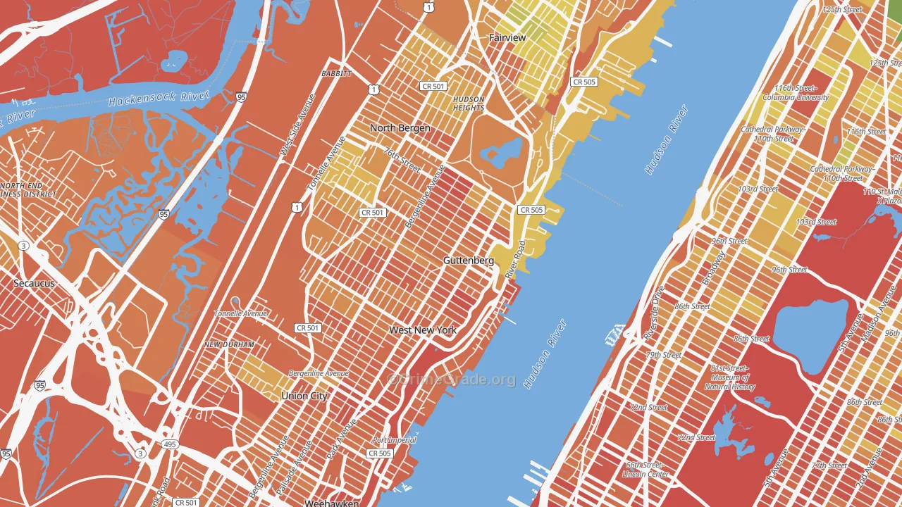 Guttenberg, NJ Map of Murder Rates