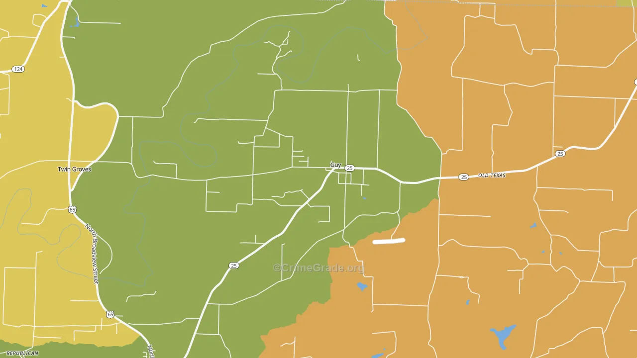 Guy, AR Map of Murder Rates