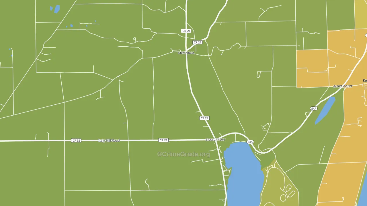 Guyanoga, NY Map of Murder Rates