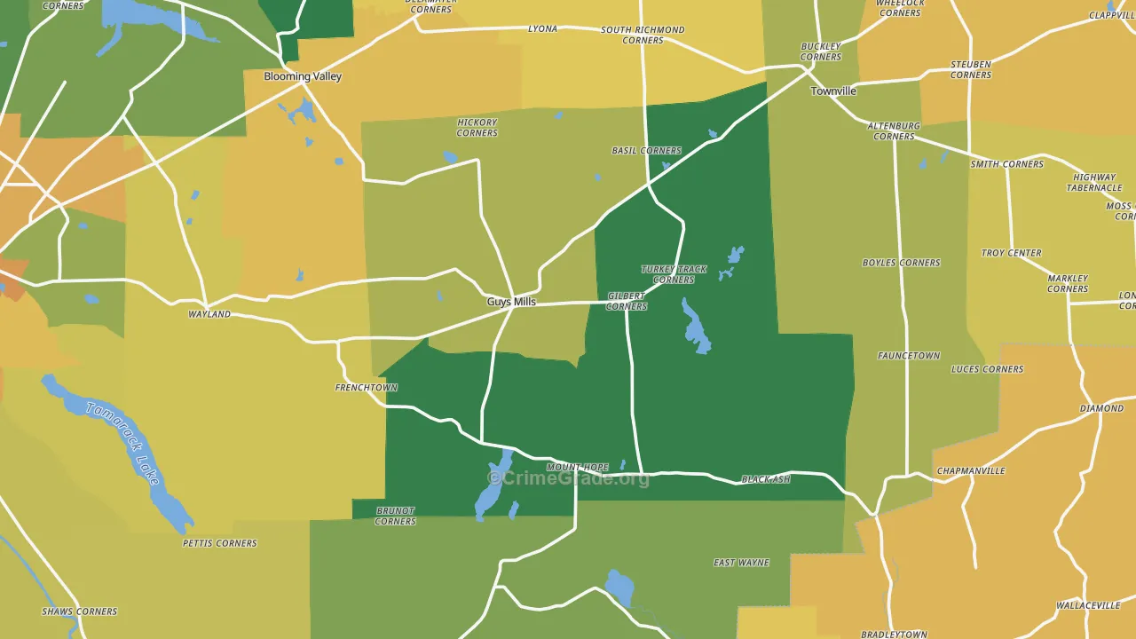 Guys Mills, PA Map of Murder Rates