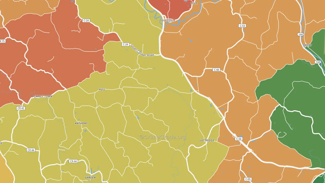 Guysville, OH Map of Murder Rates