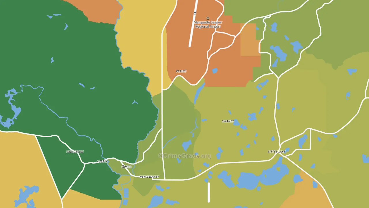 Gwinn, MI Map of Murder Rates