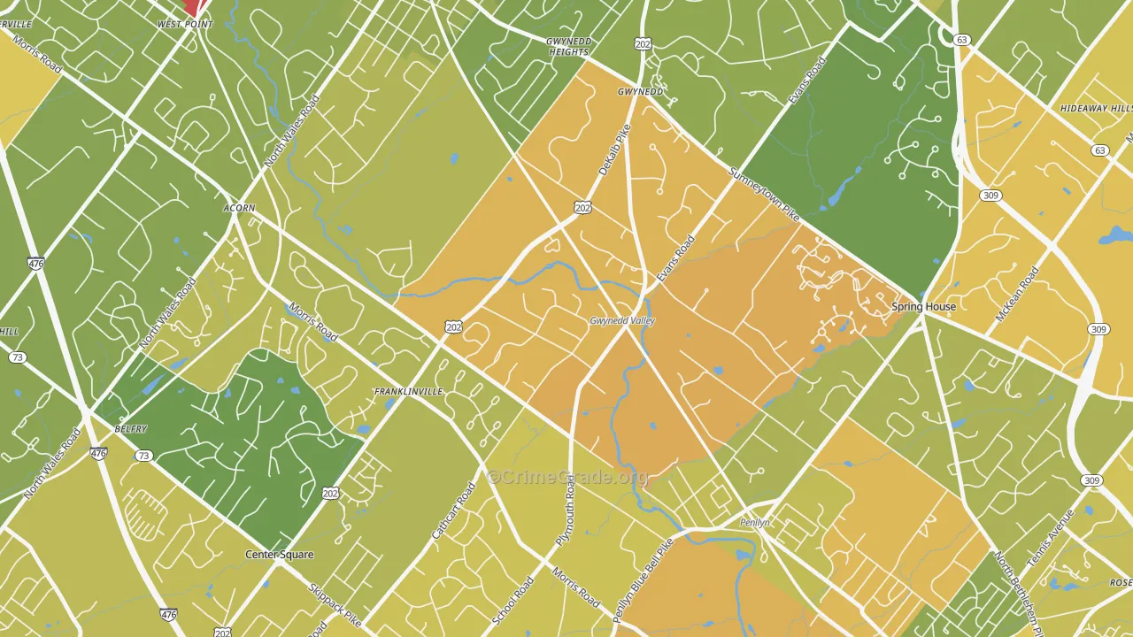 Gwynedd Valley, PA Map of Murder Rates