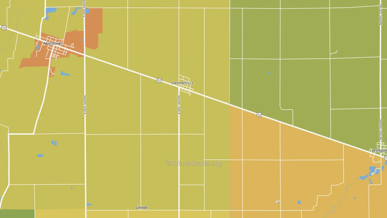 Gwynneville, IN Map of Murder Rates