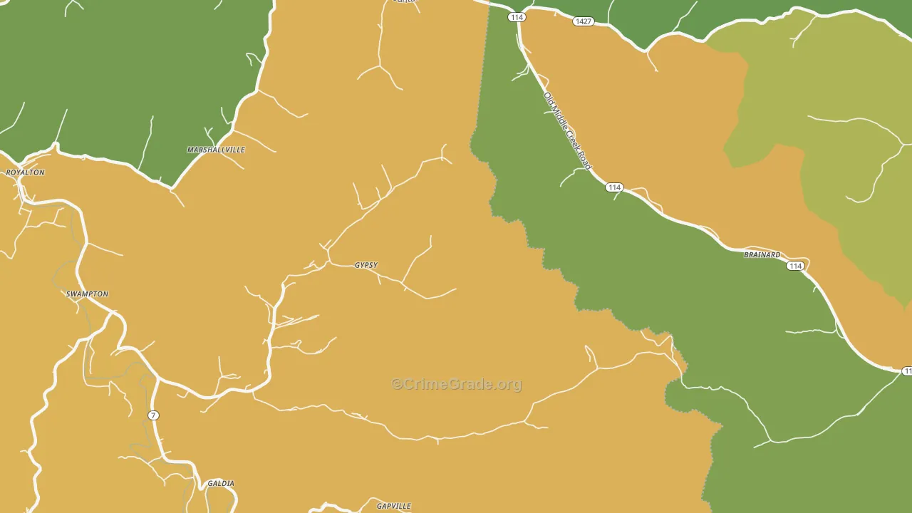 Gypsy, KY Map of Murder Rates