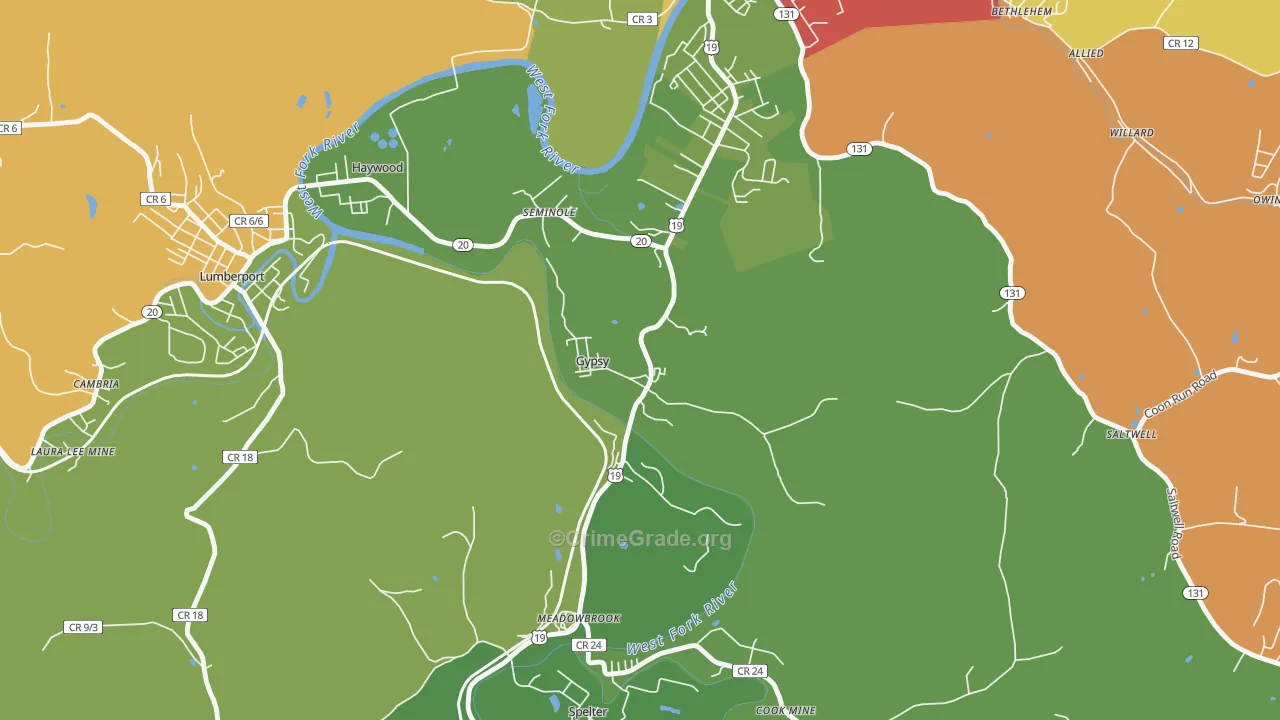 Gypsy, WV Map of Murder Rates