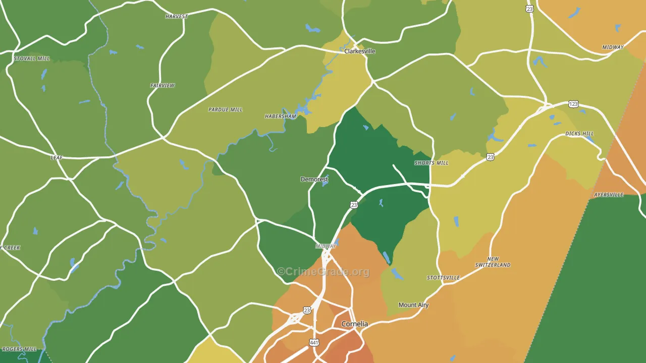 Habersham County, GA Map of Murder Rates
