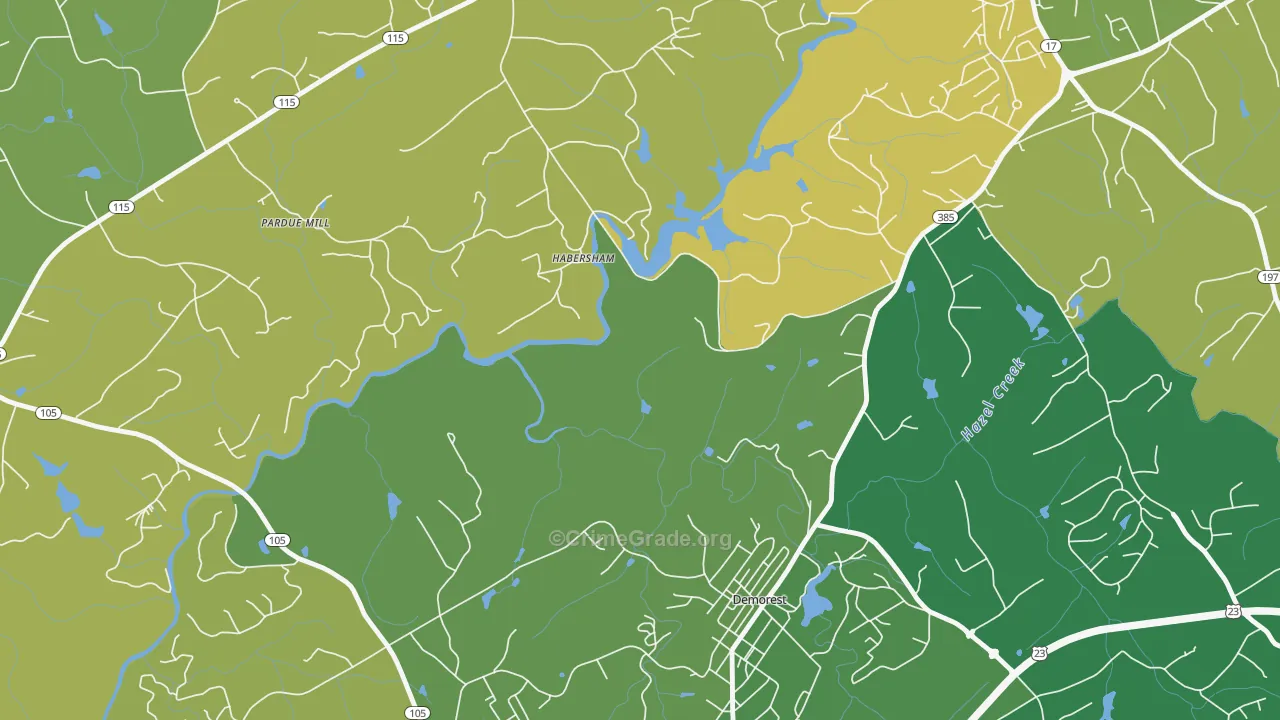 Habersham, GA Map of Murder Rates