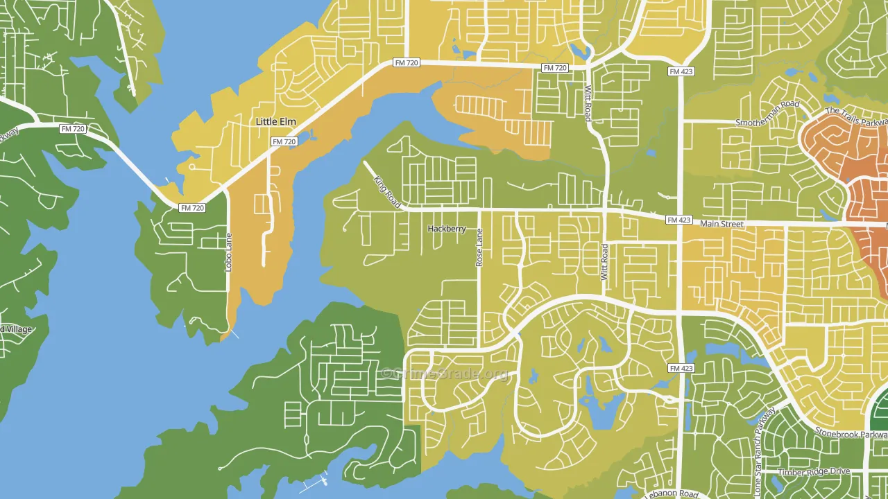 Hackberry, TX Map of Murder Rates