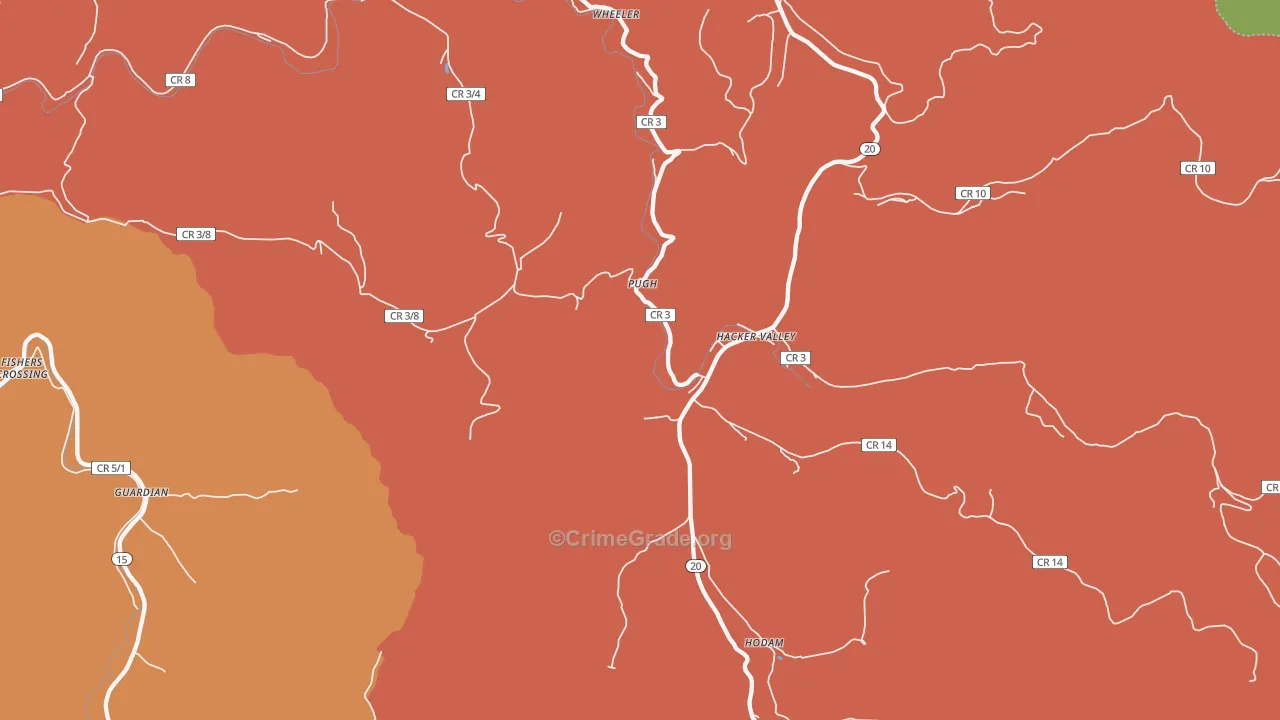 Hacker Valley, WV Map of Murder Rates