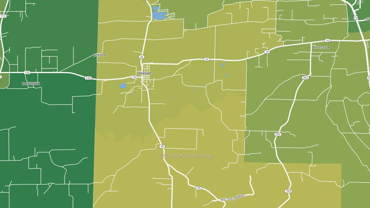 Hackett, AR Map of Murder Rates