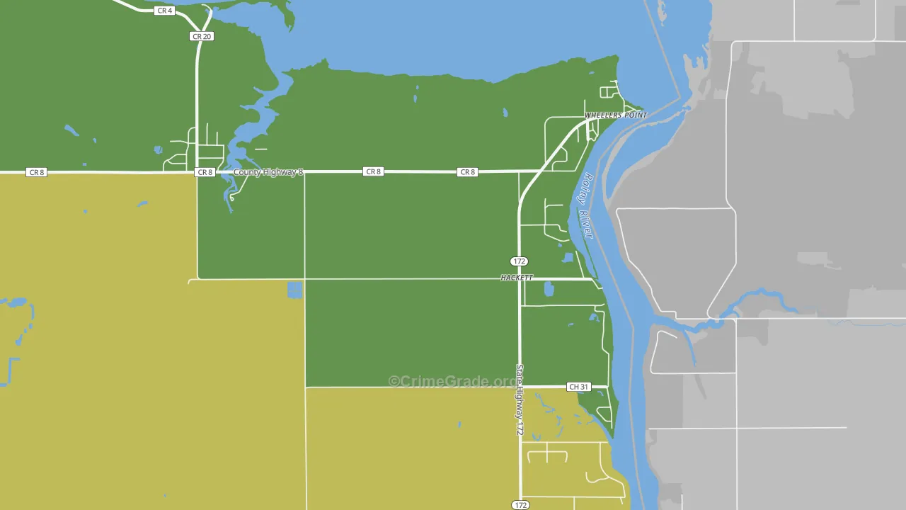 Hackett, MN Map of Murder Rates