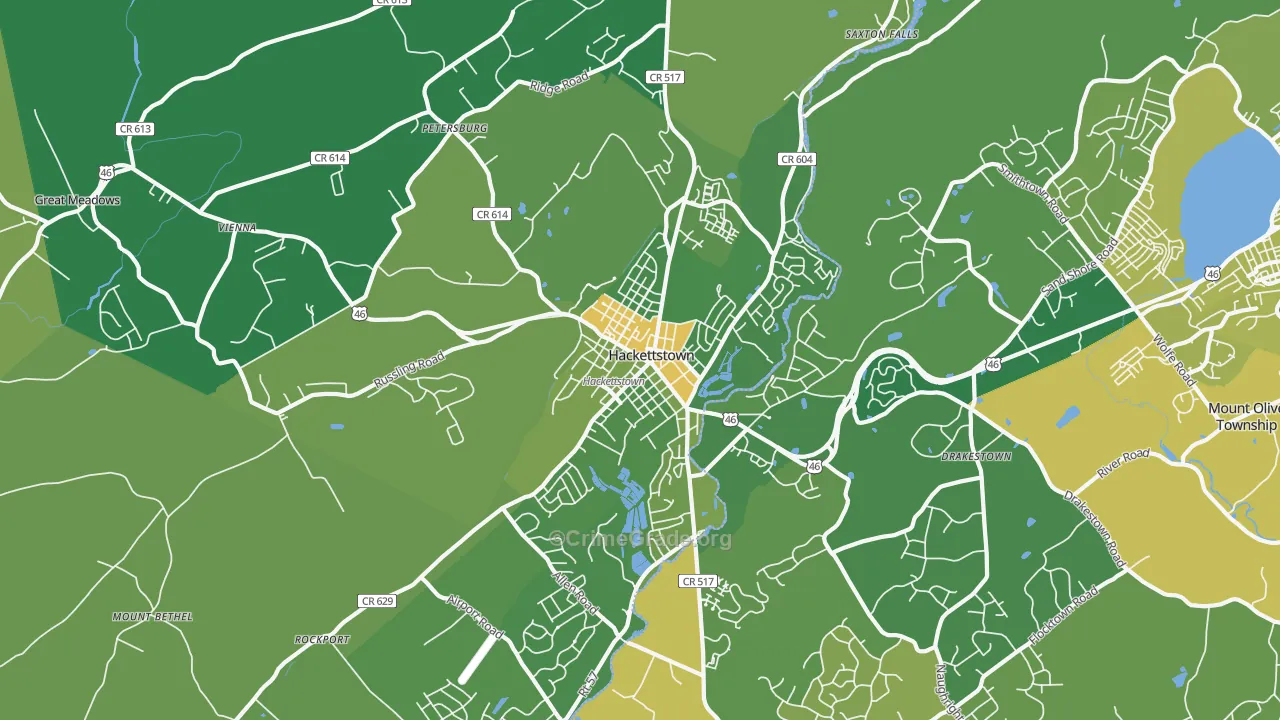 Hackettstown, NJ Map of Murder Rates