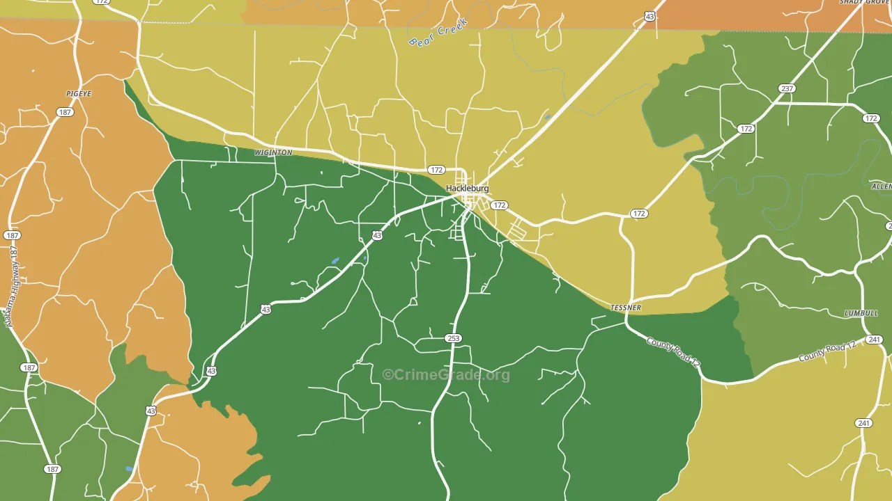 Hackleburg, AL Map of Murder Rates
