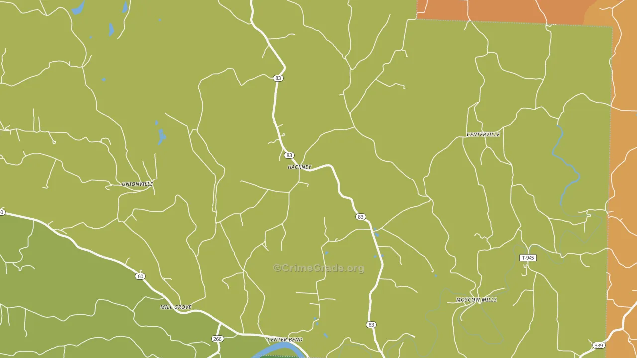 Hackney, OH Map of Murder Rates