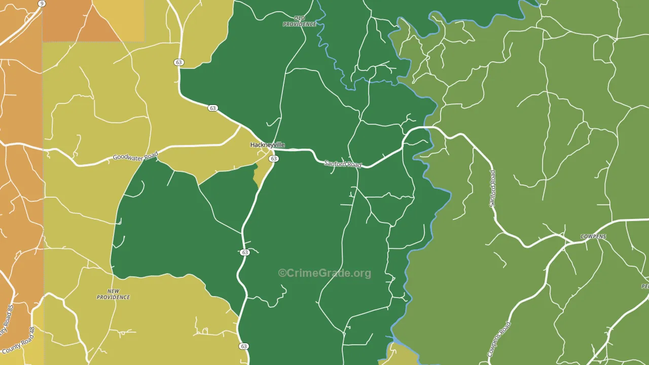 Hackneyville, AL Map of Murder Rates