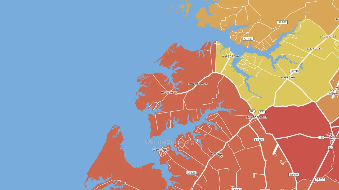 Hacksneck, VA Map of Murder Rates