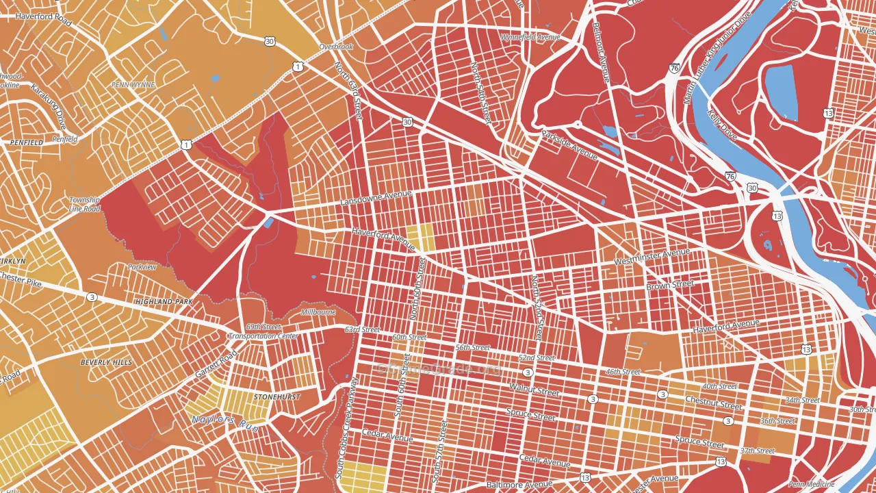 Haddington-Carroll Park, Philadelphia, PA Map of Murder Rates