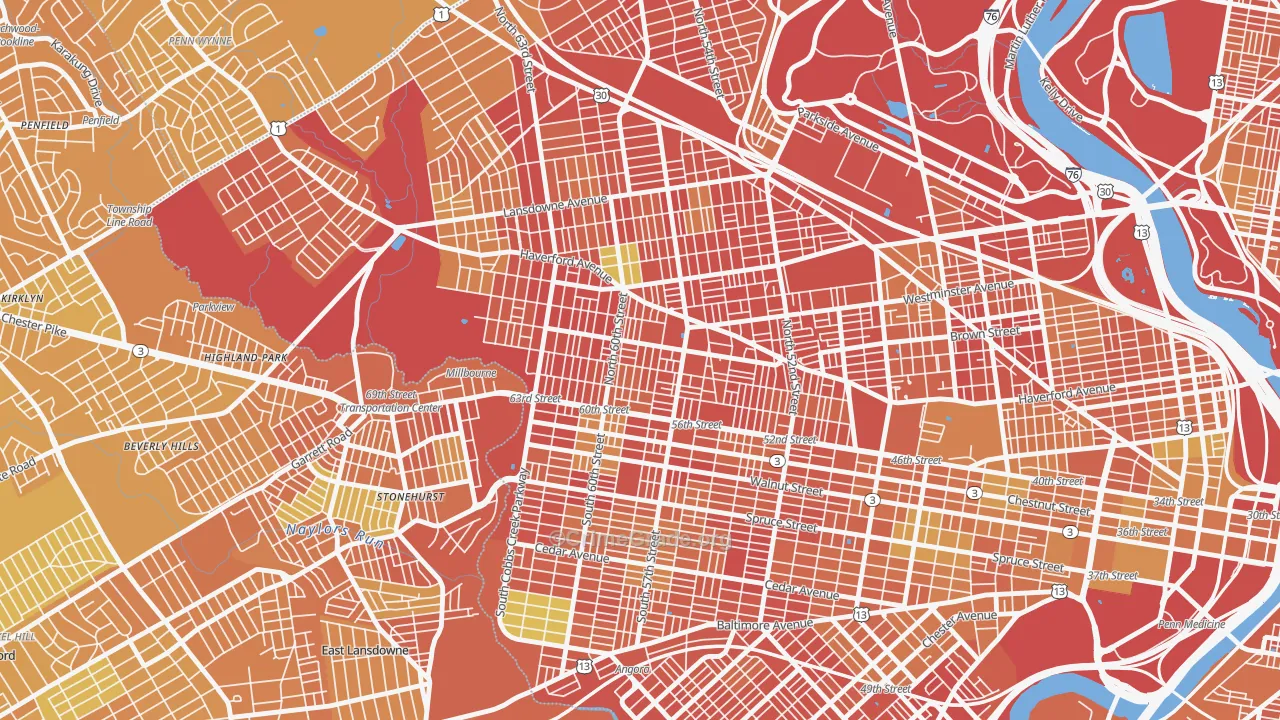 Haddington, Philadelphia, PA Map of Murder Rates