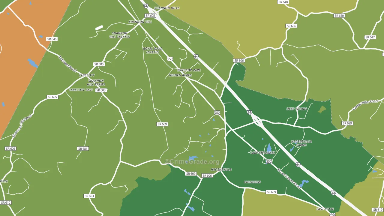 Hadensville, VA Map of Murder Rates
