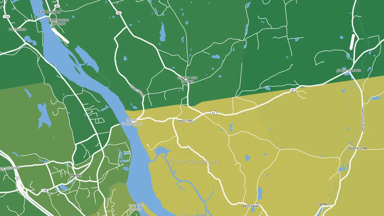 Hadlyme, CT Map of Murder Rates