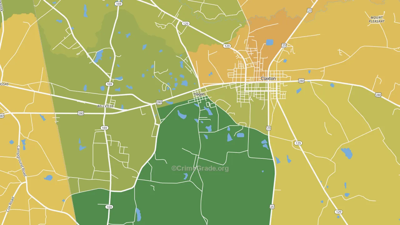 Hagan, GA Map of Murder Rates