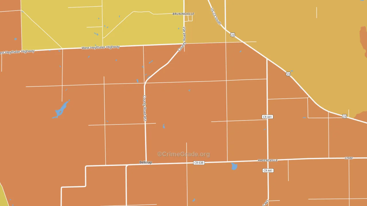 Hagensville, MI Map of Murder Rates