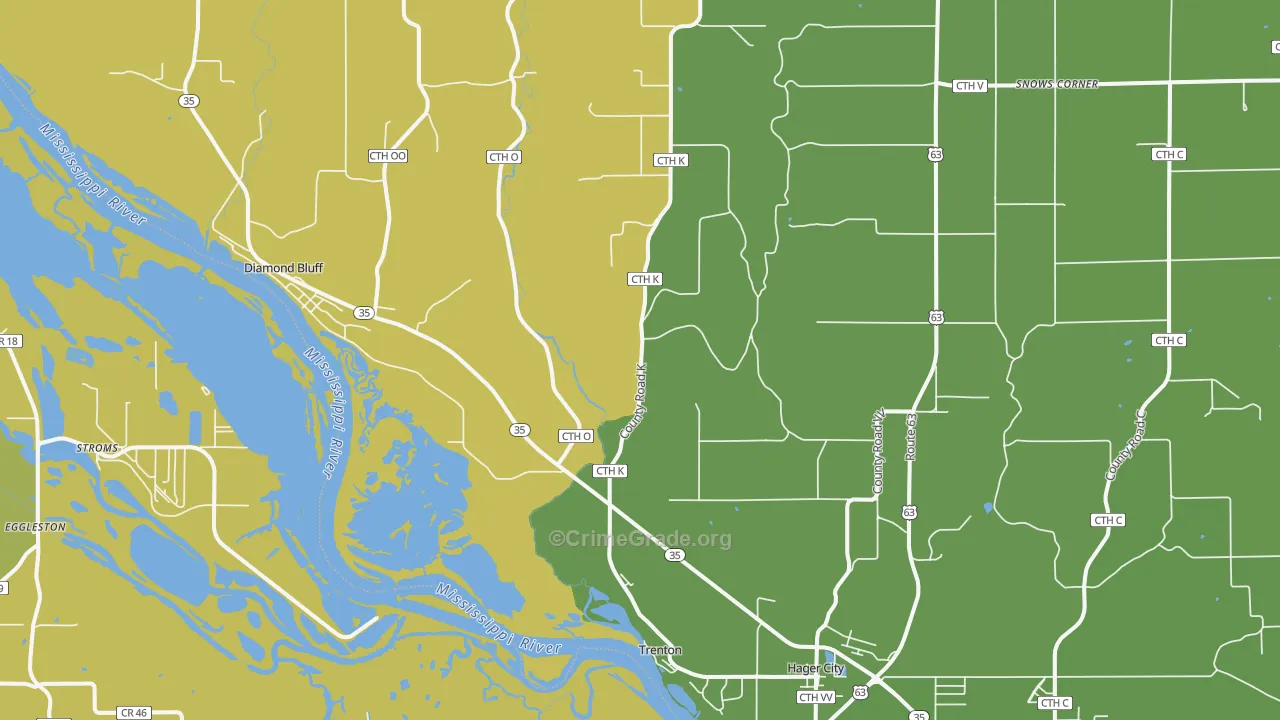 Hager City, WI Map of Murder Rates